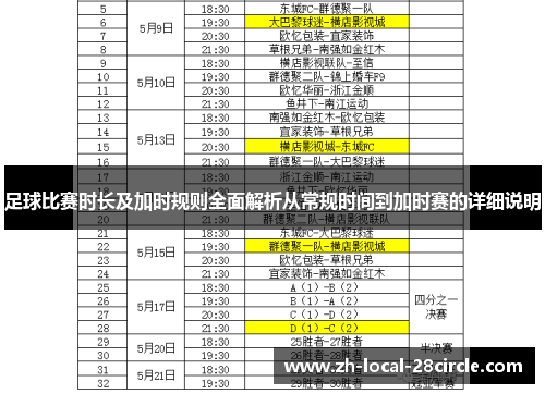 足球比赛时长及加时规则全面解析从常规时间到加时赛的详细说明